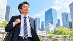 職場の人間関係に悩んだ末、退職を決意して新しい一歩を踏み出す中年の男性会社員