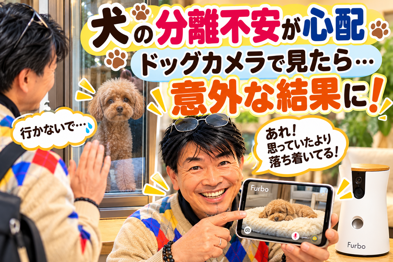 飼い主の外出を窓越しに見つめるトイプードルのミート